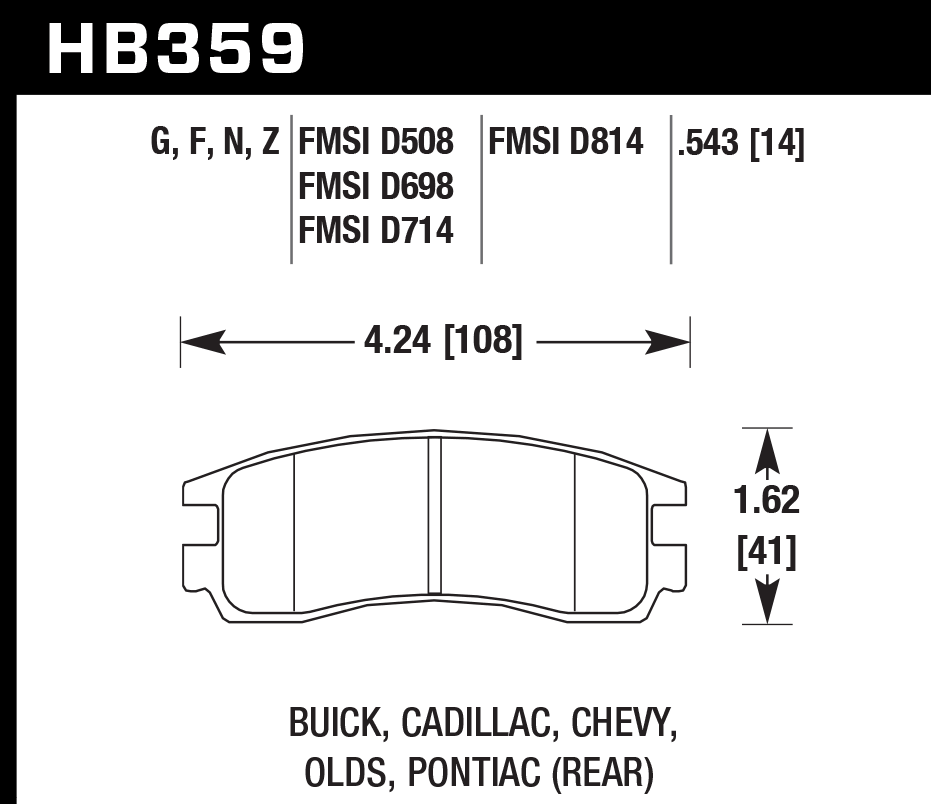 Pastilla de Freno Impala 99A / Lumina 96-98 Tra. F1